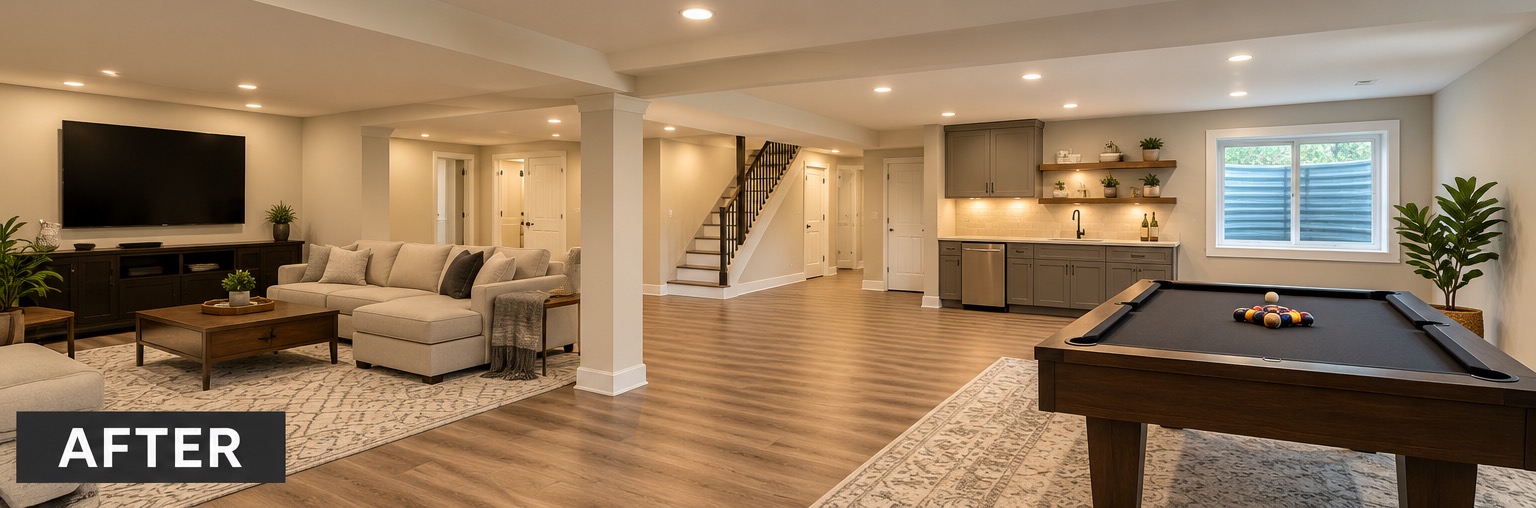 Finished basement remodel McDonough GA